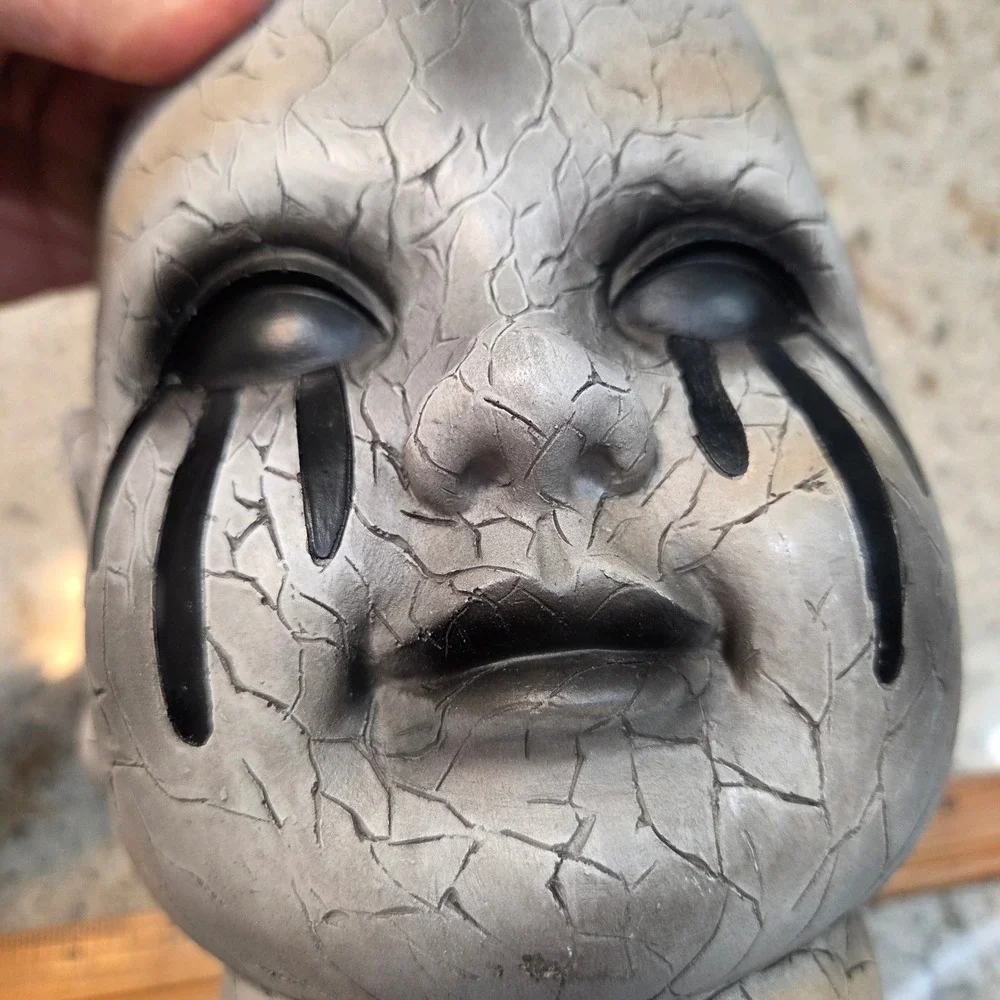 Ashland Halloween Cracked Baby Doll Head Floral Container Planter Gothic Decor
